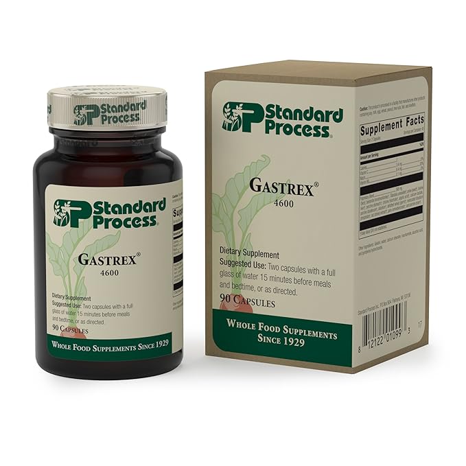 Standard Process - Gastrex - Supports Digestion Stimulates Cleansing of Upper Gastrointestinal (GI) Tract Provides Vitamin C Niacin Vitamin B6 Okra and Tillandsia Usneoides - 90 Capsules