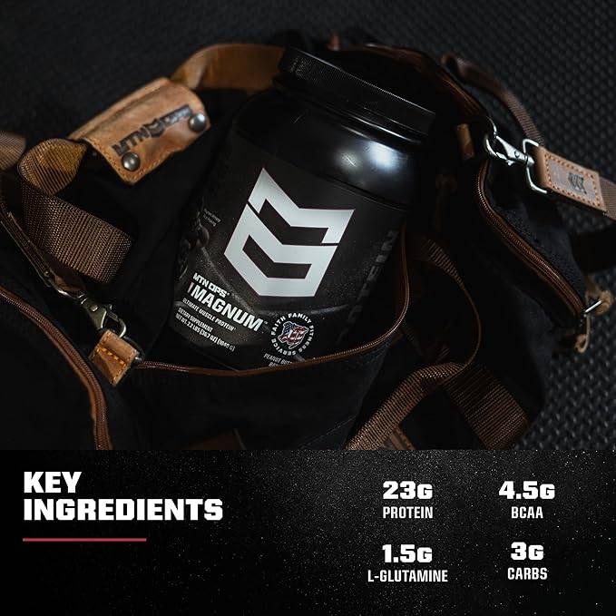 MTN OPS Magnum Protein Powder 23g Protein per Serving Whey Protein Blend with BCAAs Low Sugar Gluten Free 30 Servings Peanut Butter Banana