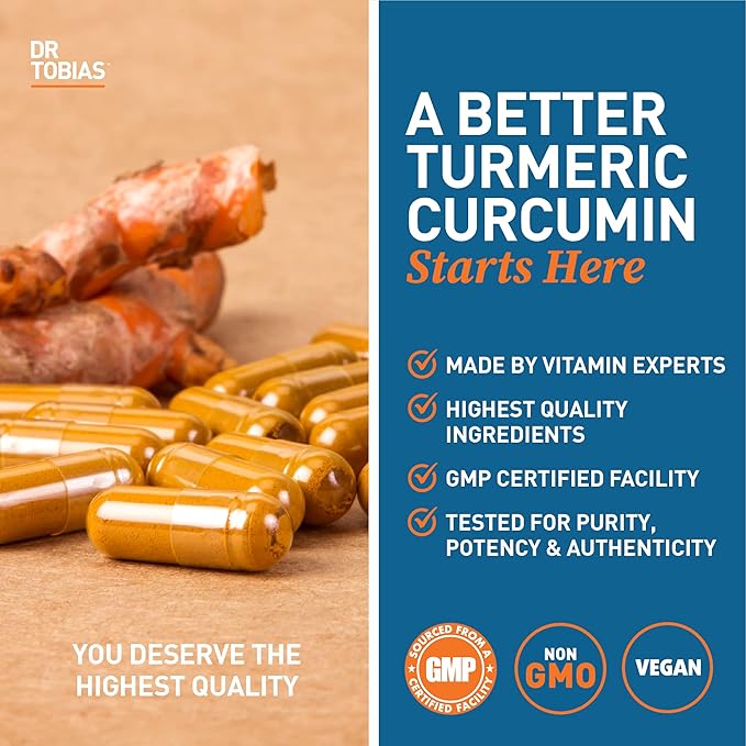 Dr. Tobias Adult Multivitamin &amp Turmeric Curcumin Energy Immune Health Bone &amp Joint Support Vegan Non-GMO