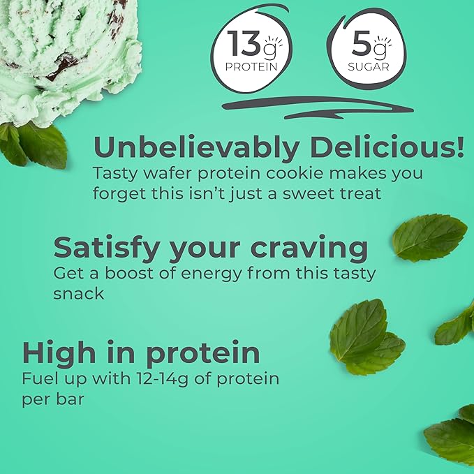 Power Crunch Protein Wafer Bars High Protein Snacks Chocolate Mint 1.4oz (12 Count) and Peanut Butter Crème 1.4oz (12 Count)