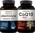NatureBell CoQ10 400mg with Omega 3 Fatty Acids &amp &amp Advanced Electrolyte Hydration Pills Bundle Pack | Antioxidant Support | Fast Hydrating Keto