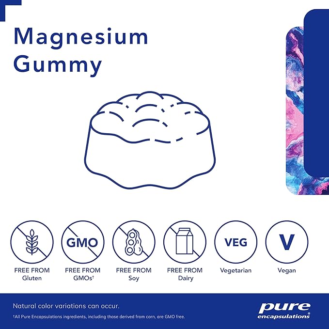 Pure Encapsulations Magnesium Gummy - Magnesium Citrate - Supports Heart Health &amp Relaxation* - for Children &amp Adults - Vegan &amp &lt0.5g Sugar per Gummy - 60 Gummies