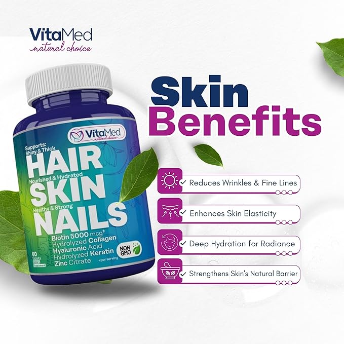VitaMed Wellness Combo – Vita Forte Vegan Multivitamin + Hair Skin &amp Nails | Complete Daily Nutrition for Energy Immunity Radiant Skin &amp Hair – Halal Non-GMO Made in USA (2 Bottles Bundl