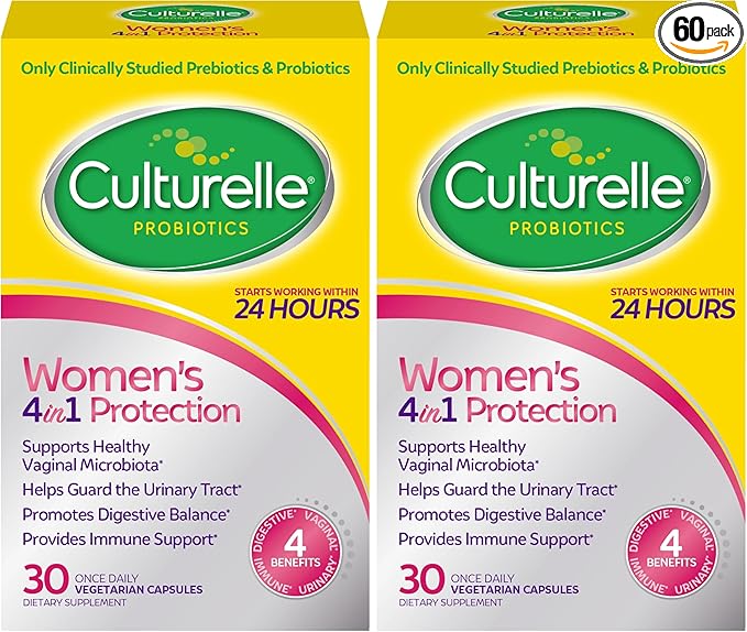 Culturelle 4-in-1 Probiotics for Women Daily Probiotic &amp Prebiotic Supplement to Support Vaginal Health Digestive Health Immune Health Occasional Diarrhea Gas &amp Bloating Relief Non-GMO