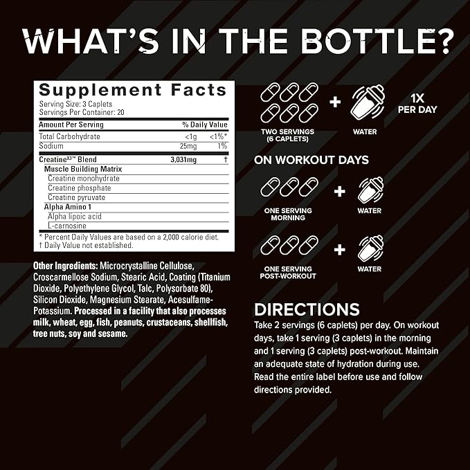 Six Star Elite 100% Whey Protein Plus Triple Chocolate 1.8lbs &amp Creatine Pills X3 Creatine Capsules Muscle Builder