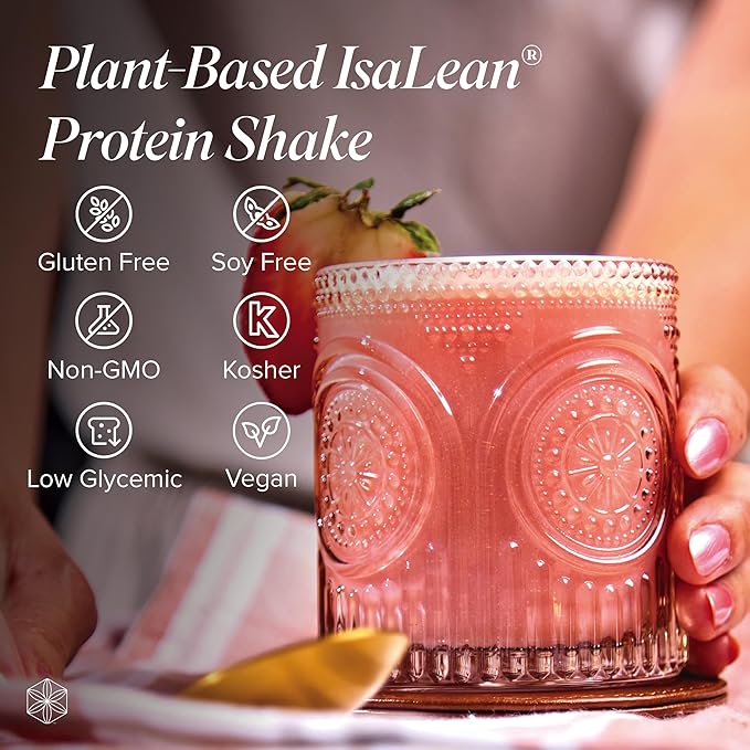 Isagenix Plant-Based IsaLean Protein Shake - Energy Powder with Whole-Food Sourced Vitamins - Supports Lean Muscle Growth &amp Healthy Metabolism - Gluten &amp Soy Free - Strawberry 26.7 oz (14 Ser