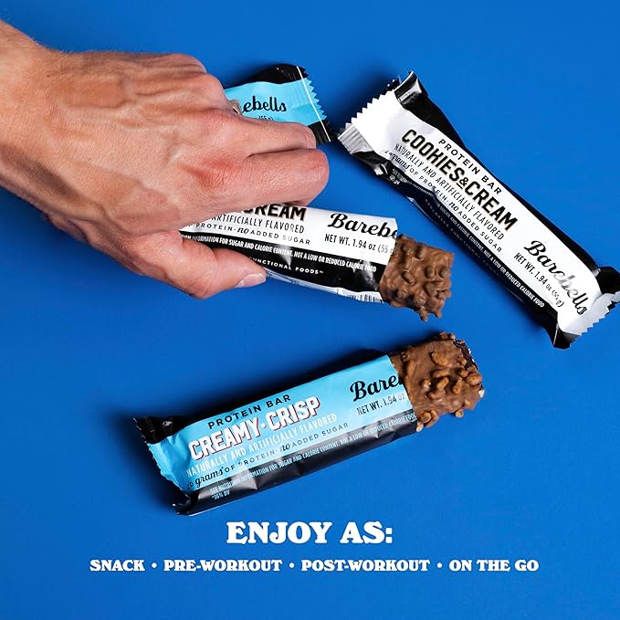 Barebells Protein Bars Combo Pack – 12 Creamy Crisp &amp 12 Cookies &amp Cream (24 bars total) – High Protein Snacks with 20g Protein &amp No Added Sugar – On-the-Go Breakfast or Post-Workout Treat