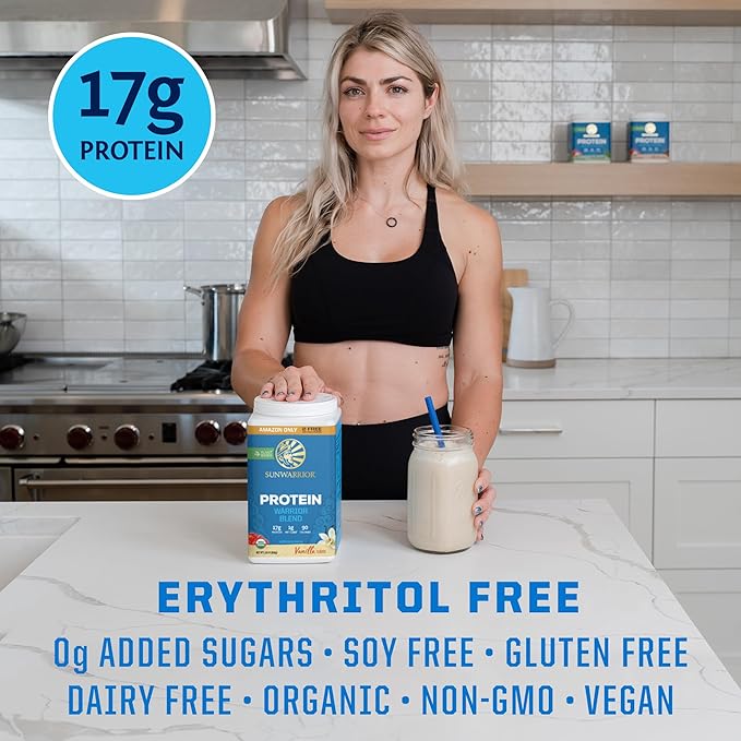 Sunwarrior WarriorBlend Vanilla Protein Powder 32 Servings &amp Creatine for Women Berry Lemonade 50 Servings