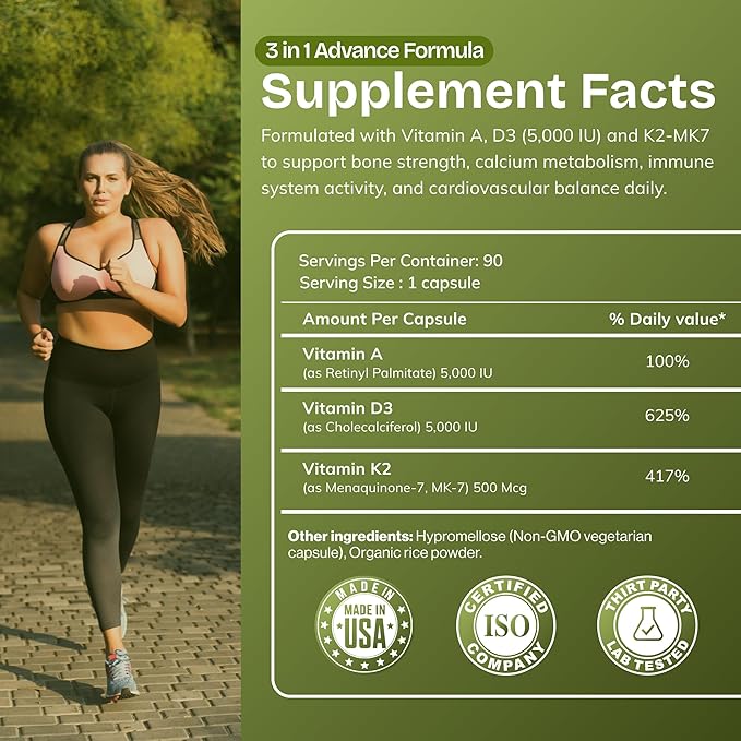 Daily Vites ADK Vitamin Supplement 5000 IU – 180 Capsules – High Potency Vitamin A D3 &amp K2-MK7 – Physician Formulated for Bone Heart &amp Immune Support – Non-GMO Gluten Free 6-Month Supply (