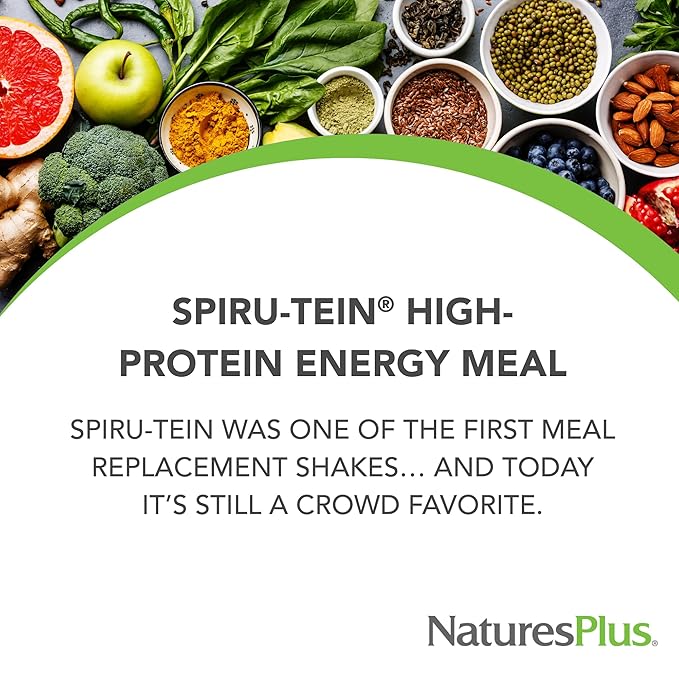 NaturesPlus SPIRU-TEIN Banana - 2.4 lb Pack of 2 - Plant-Based Protein Shake - Non-GMO Vegetarian Gluten Free - 32 Total Servings