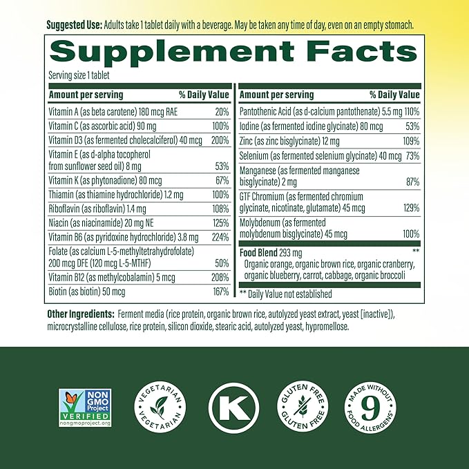 MegaFood Multivitamin for Men 55+ One Daily Mens Multivitamins Methylated B12 Vitamin D3 C &amp Zinc - Healthy Aging Bone &amp Muscle Health &amp Immune Support - Vegetarian - 120 Tablets