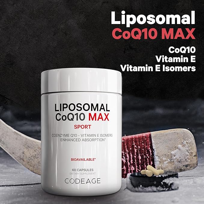 Codeage Liposomal CoQ10 Max Supplement - 250 mg Coenzyme Q10 with Vitamin E Isomers Tocopherols - 2-Month Supply - 1 Capsule Per Serving - Liposomal Delivery - Non-GMO Gluten-Free - 60 Capsules