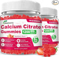 180 Count Calcium Citrate Gummies - 1200mg Calcium Gummies with Magnesium &amp 4 Essential Vitamins Support Bone Muscle Teeth Immunity Calcium Supplements for Women &amp Men Strawberry Flavor