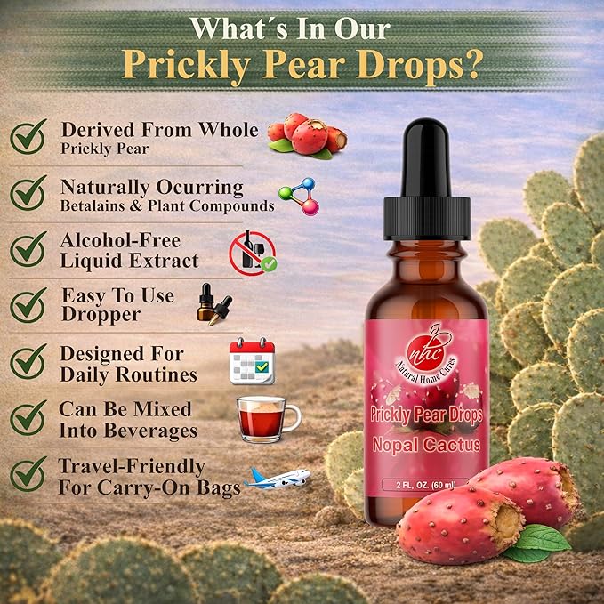 Prickly Pear Nopal Cactus Supplement - Liquid Concentrated Drops - Cactus Fruit Extract Tincture - Rich in Betalains Potent &amp Bioavailable - No Additives - 2 oz (Pack of 1)
