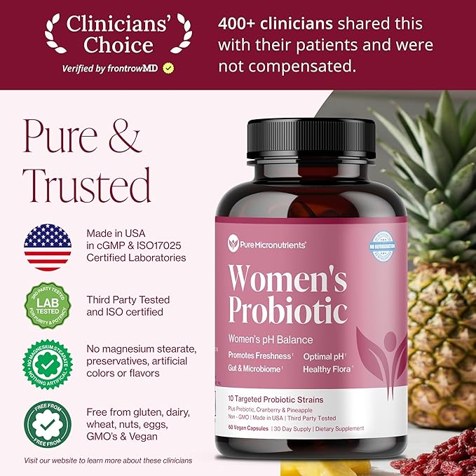Pure Micronutrients pH Balance Vaginal Probiotics for Women - Odor &amp Itch Support - Vaginal Health Pills with Cranberry Lactobacillus &amp Prebiotics - Feminine Wellness Daily Supplement - 60 Ca
