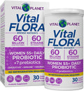 Vital Planet - Vital Flora Probiotics for Women Over 55 Daily Shelf Stable Probiotic 60 Billion CFU 60 Diverse Strains 7 Organic Prebiotics Immune Support and Digestive Health 30 Capsules