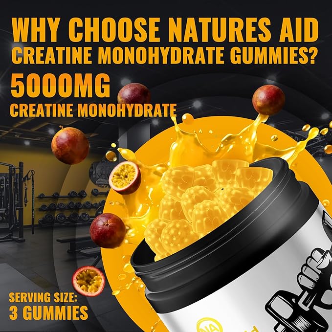 Creatine Monohydrate Gummies – Pre-Workout Energy &amp Muscle Growth Support for Men &amp Women | Passion Fruit Electrolyte Gummies (135 Count)