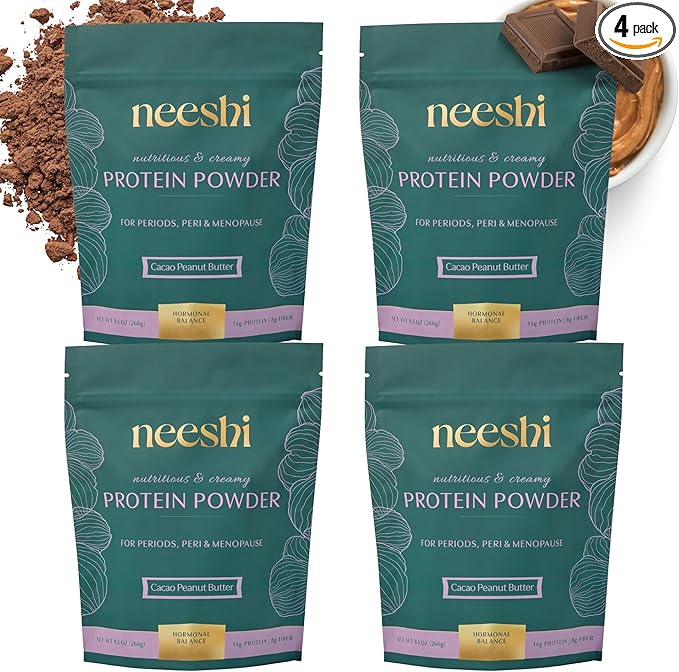 Nourishing Protein Blend for Hormonal Balance – Vegan Gluten-Free All-Natural – Supports PMS &amp Menopause Relief – 4-Week Supply – Cacao Peanut Butter Flavor