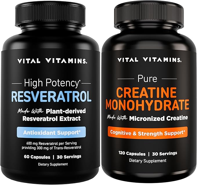 Vital Vitamins Resveratrol 60 ct + Creatine Capsules 120 ct