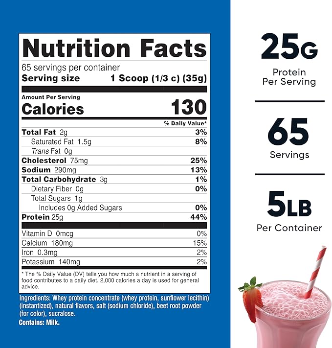 Nutricost Whey Protein Concentrate (Strawberry Milkshake) 5LBS - Gluten Free &amp GMO Free
