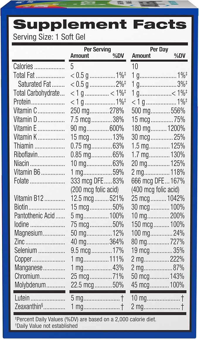 PreserVision AREDS 2 + Multivitamin #1 Eye Doctor Recommended Brand 2-in-1 Eye Vitamin with Lutein Zeaxanthin Zinc and Vitamin C D &amp E 100 Softgels