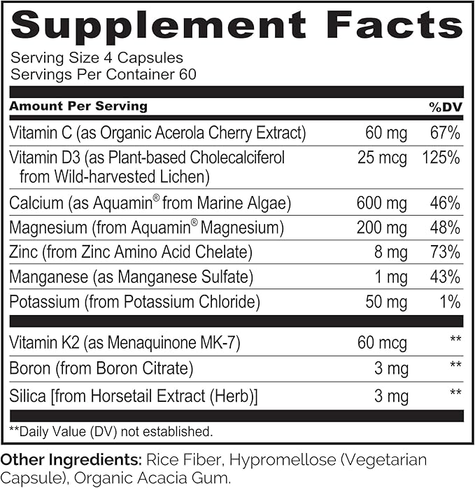 NATURELO Calcium Supplement - for Bone Strength with Calcium 600mg - 240 Vegetarian Capsules and One Daily Multivitamin for Women 50+ (Iron Free) - 120 Capsules - 4 Month Supply Bundle