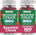 YUM-V'S Magnesium Citrate Gummies – 900mg Highly Absorbable Magnesium Gummies for Women &amp Men to Support Nerve Muscle &amp Enzyme Function – Gluten-Free Kosher &amp Raspberry Flavor 90 Count (