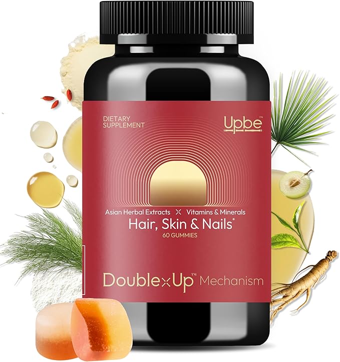 Hair Skin &amp Nails Gummies - 6000 mcg Biotin Vitamins &amp Minerals Supplement - Plant-Based Vegetarian No Artificial Flavors - Ginseng Herbs Gummy - 60ct