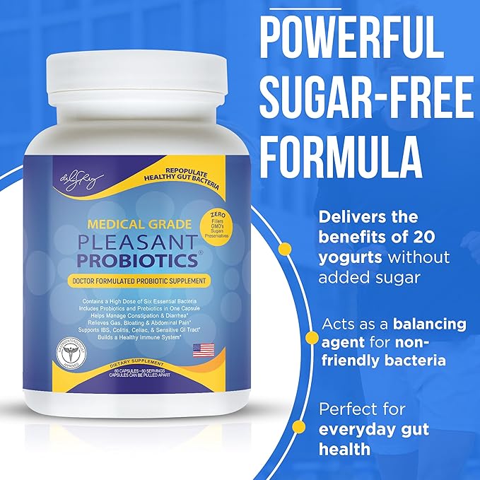 Dr. Liz Cruz Pleasant PROBIOTICS for Women Men and Children Dietary Supplements with Proprietary Probiotic &amp Prebiotic Blend Probiotic Nutritional Supplements Non-GMO 60 Veggie Capsules