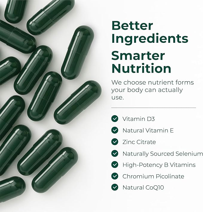 Multivitamin for Men with Vitamins and Minerals for Energy Focus and Immune Health – Premium Daily Mens Multivitamins &amp Multiminerals – 60 Liquid Capsules
