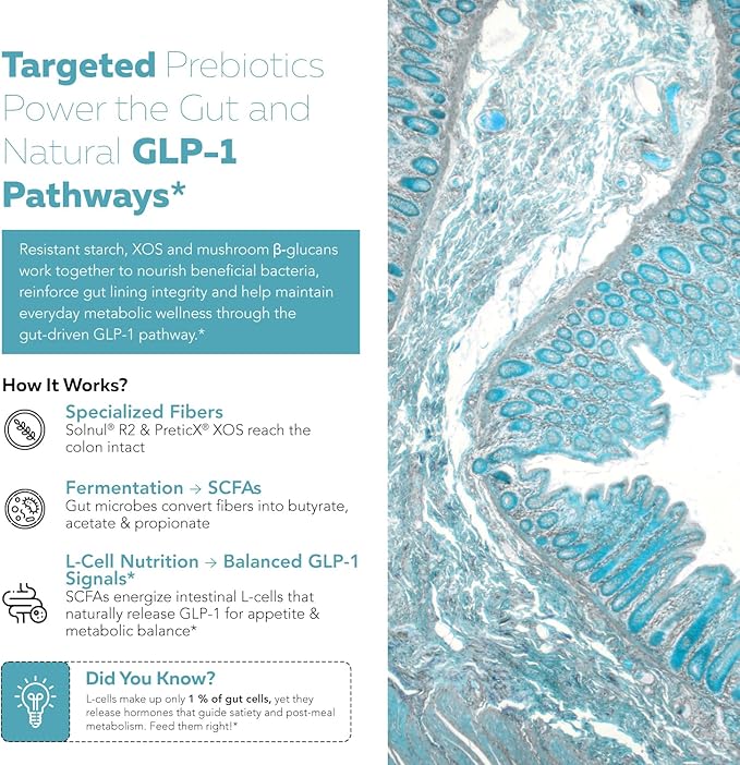 GLP-Pre™ – Optimized Prebiotic Fiber Complex - Gut-Microbiome Optimization for Natural GLP-1 Pathway Support &amp Metabolic Wellness - Includes Clinically Studied Non-Digestible Fibers - 30 Servings