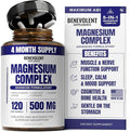 Magnesium Complex Supplement 4 Month Supply of 500mg 5-in-1 Bisglycinate Oxide Taurate Aspartate Citrate Max Absorption Magnesium Supplement for Calm Sleep &amp Leg Cramps 120 Capsule