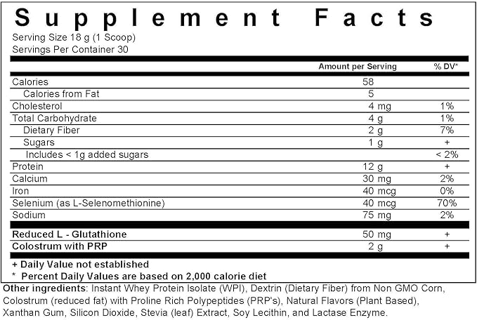 Biopharma Scientific Nanopro Immune: Whey Protein Powder for Immune Support &amp Exercise Recovery with Colostrum Glutathione Proline Rich Polypeptides Vanilla Bean Flavor 30 Servings