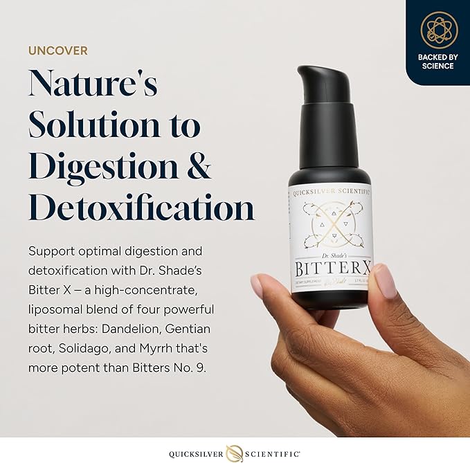 Quicksilver Scientific Dr. Shade's BitterX - Highly Concentrated Bitters for Digestion - Fast Acting Digestive Support &amp Liver Supplement with Dandelion Root Gentian Root Solidago &amp Myrrh (5