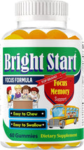 BrightStart Focus Gummies for Kids with Omega 3 EPA DHA – Brain Vitamins Supports Focus Memory &amp Attention for Children &amp Teens | Non-GMO Chewable Supplement 60 Gummies