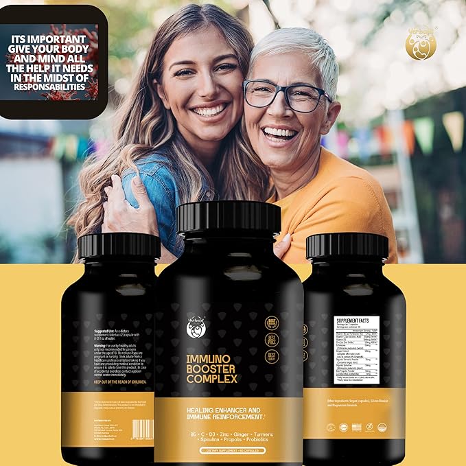 Defense support Strengthen your immune system and protect your health with10-in-1 combination of Vitamins C D3 B6 Zinc Echinacea Ginger Turmeric Spirulina Propolis and Probiotics. 60 cap