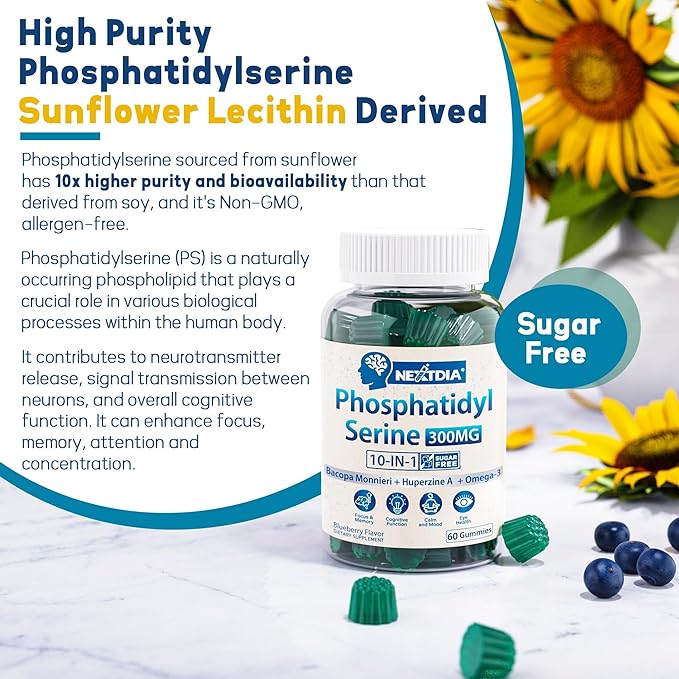 Sugar Free Phosphatidylserine Gummies + Fiber Gummies for Adults