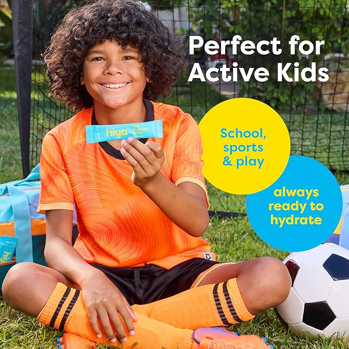 Hiya Kids Hydration with Electrolytes - Zero Added Sugar Berry Flavored Kids Hydration Packets - 15 Sticks - Travel-Friendly Drink Mix for Children Ages 2+
