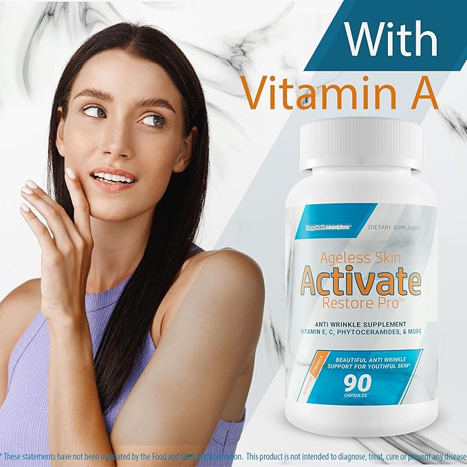 Ageless Skin Activate Restore Pro - Our Best Anti Aging Supplement - Ageless Brain &amp Body Reactivate Anti Aging Pills - Anti Ageing Re Activate Capsules - Anti Age Youth Reactivate Skin Supplement