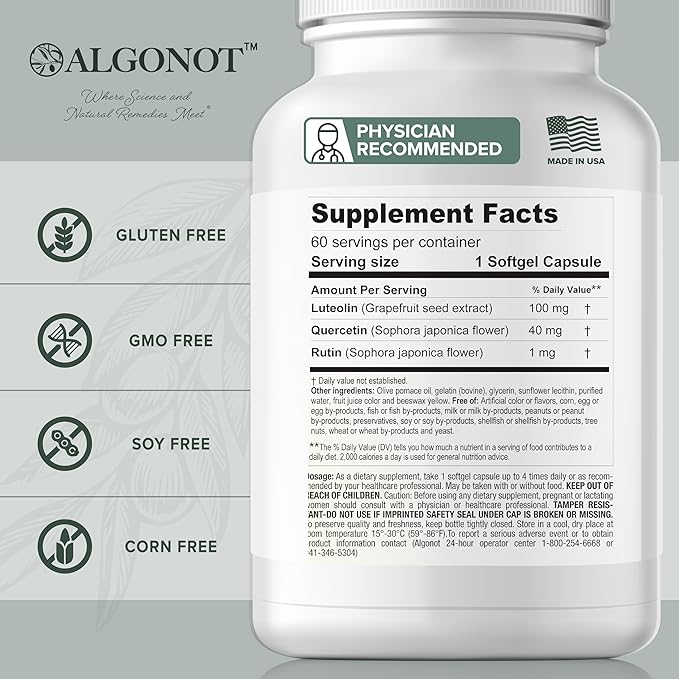 NeuroProtek Low Phenol - 60 Soft Gels Exclusive patented combination of Luteolin and other Flavinoids in Olive Pomace Oil with EVOO