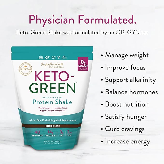 VIDAPURA Keto-Green Protein Shake by Dr. Anna Cabeca – Chocolate Vegan Protein for Daily Wellness Energy &amp Smooth Digestion – 40 Servings
