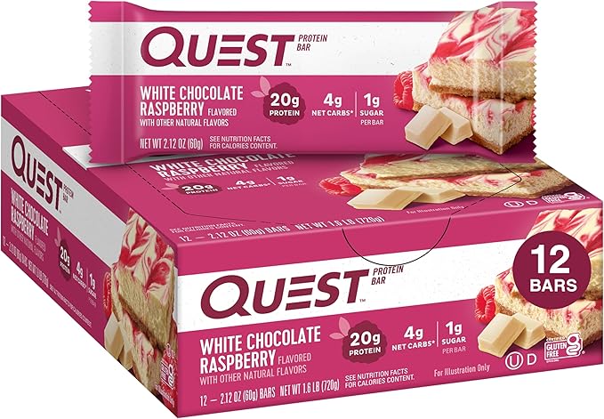 Quest Nutrition White Chocolate Raspberry Protein Bars High Protein Low Carb Gluten Free Keto Friendly 12 Count &amp S'mores Protein Bar High Protein Low Carb Gluten Free Keto Friendly 12 C