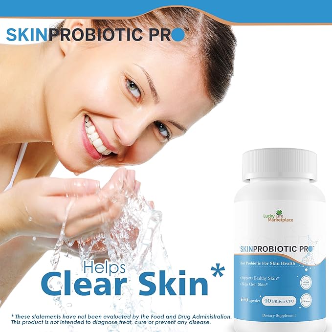Skin Probiotic Pro - Support Healthy Skin from the Inside Out with a Probiotic Skin Health Support - Help Support Decreased Blemishes Pimples Redness - Probiotics for Hydrated &amp Healthy Looking