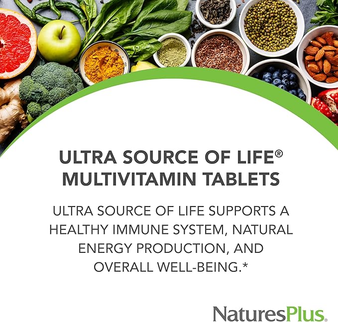 NaturesPlus Ultra Source of Life Multivitamin - 90 Tablets - Supports Immune Health Energy &amp Overall Well-Being - with Lutein &amp Vitamin D3 - Vegetarian &amp Gluten Free - 30 Servings