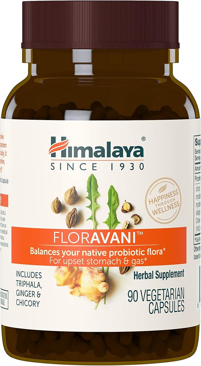 Himalaya FlorAvani - Herbal Digestive Health Supplement Supporting Heartburn and Nausea Relief - Vegan Non-GMO Gluten Free Clinically Studied 271 mg 90 Capsules