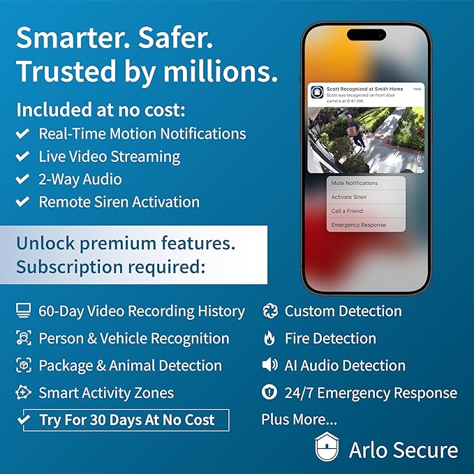 Arlo Wired Floodlight Camera Home Security Camera with 2K Video and HDR 2000 Lumens Integrated Siren Weather-Resistant Color Night Vision 160º Field of View 2-Way Audio White (2025)