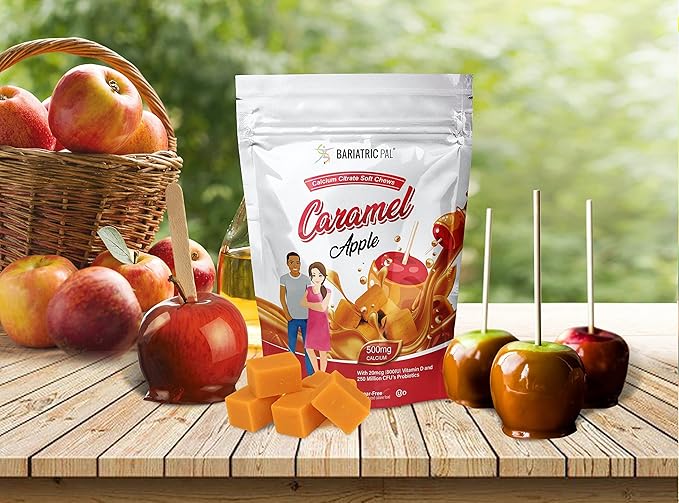 BariatricPal 30-Day Bariatric Vitamin Bundle (Multivitamin ONE 1 per Day! with 45mg Iron Chewable - Orange Citrus and Calcium Citrate Soft Chews 500mg with Probiotics - Caramel Apple)
