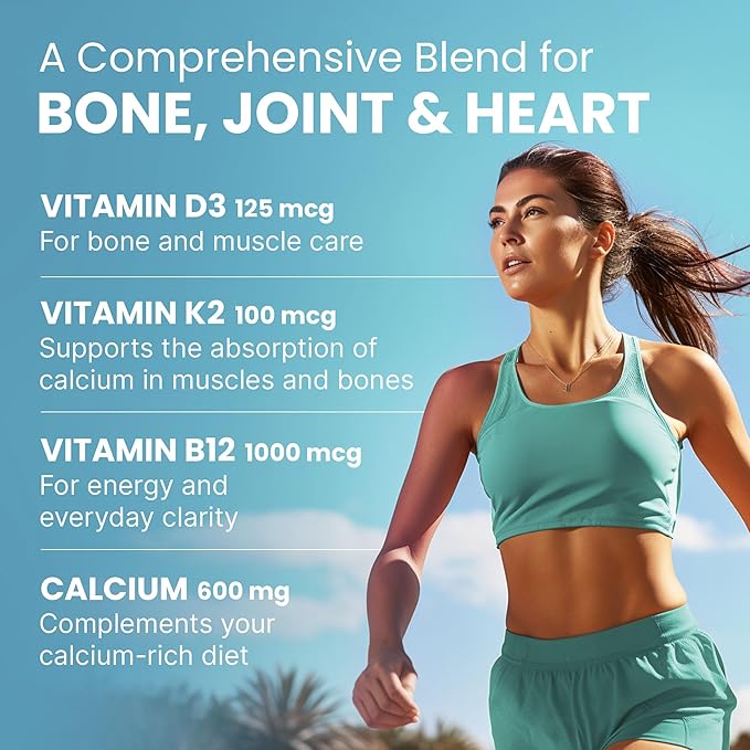 4-in-1 Calcium Supplements for Women and Men - Calcium with Vitamin D3 K2 5000 IU Supplement 601mg per Serving for Heart Bones &amp Body Defenses - Gluten-Free Vegan-Friendly (240 ct)
