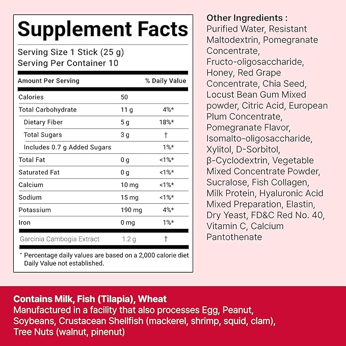 FOODOLOGY Coleology Cutting Stick Jelly (Pomegranate) – Dietary Fiber Supplement for Healthy Weight Management Chia Seeds &amp Garcinia Cambogia Korean Beauty with Collagen – 10 Sticks (Pack of 3)