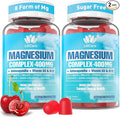 Magnesium Complex Gummies for Women Men 400mg 8 Forms of Magnesium Glycinate Citrate Malate - Sugar Free Calm Magnesium Gummies Supplement with Magnesium Ashwagandha D3 B12 for RelaxVegan120Cts
